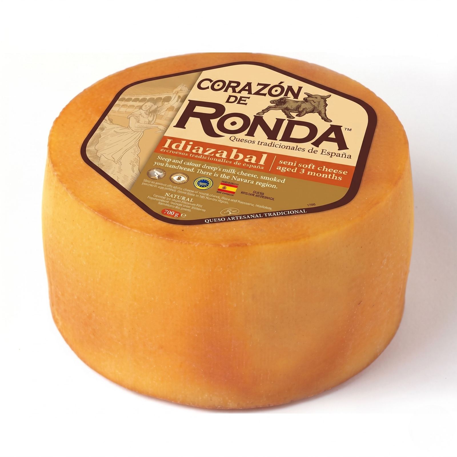 A custom die-cut cheese label