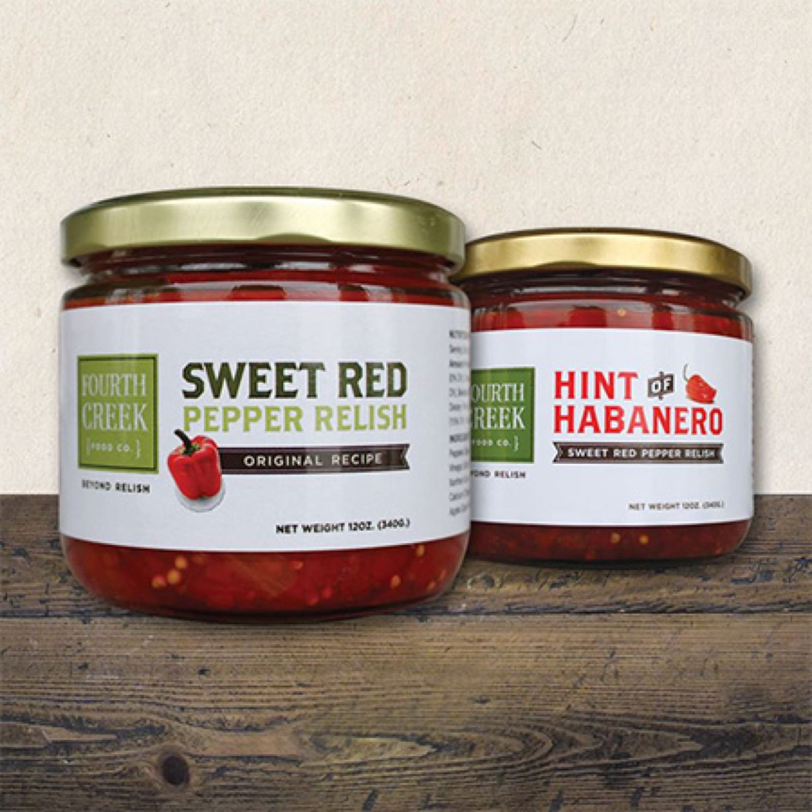 Fourth Creek relish and hot-sauce jar labels